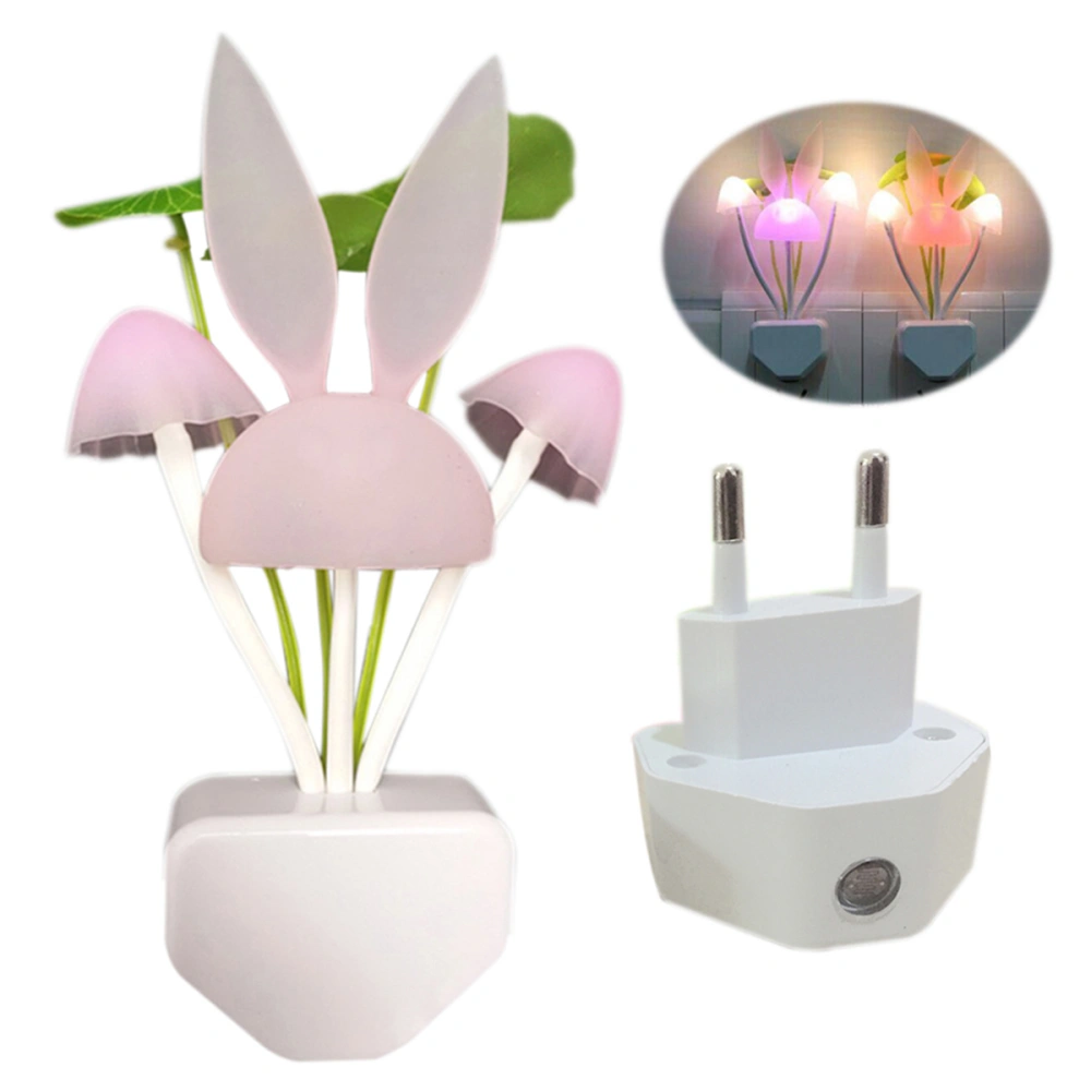 Light Control 7 Colors Changing Rabbit Musroom Lamp Plug-in LED Night Light Baby Feeding Nursery Bedside Lamp (EU Plug)