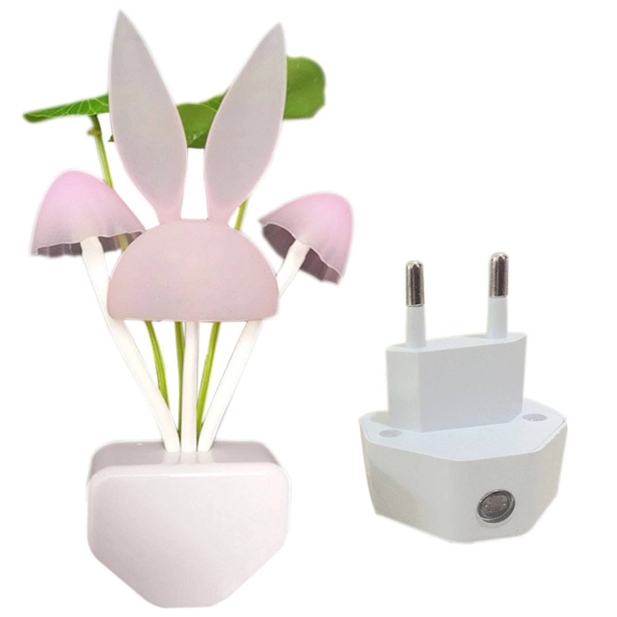 Light Control 7 Colors Changing Rabbit Musroom Lamp Plug-in LED Night Light Baby Feeding Nursery Bedside Lamp (EU Plug)