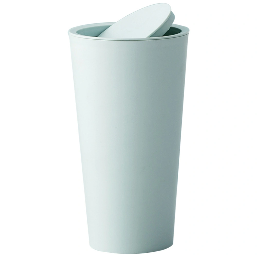 2pcs Mini Desktop Waste Bin Plastic Rolling Cover Garbage Barrel Trash Can for Office Dorm (Light Green and Light Blue)