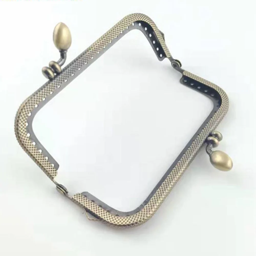 4 Pcs 8.5cm Square Clutch Frame Flower Bud Handbag Iron Purse Frame Coin Bag Decorative Kiss Clasp Lock for Bag Making DIY Craft