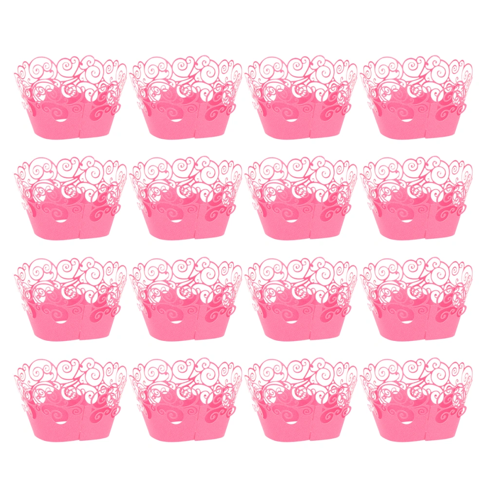 60pcs Cupcake Wrappers Cake Wrappers Hollow out Pattern High Temperature Resistance for Cake (Rosy)