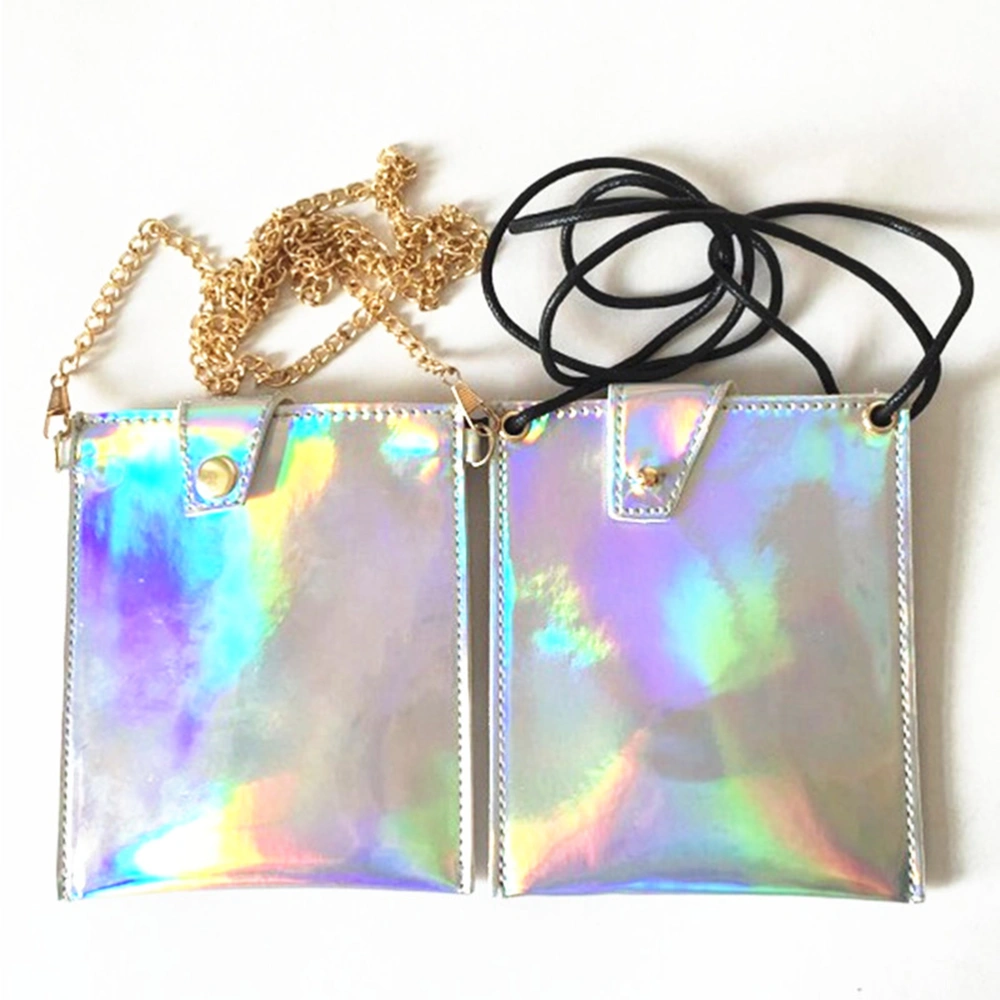 Hologram Clutch Purse Wallet Handbag Crossbody Bag Holographic Leather Evening Clutch Bag for Women with Chain - Size L