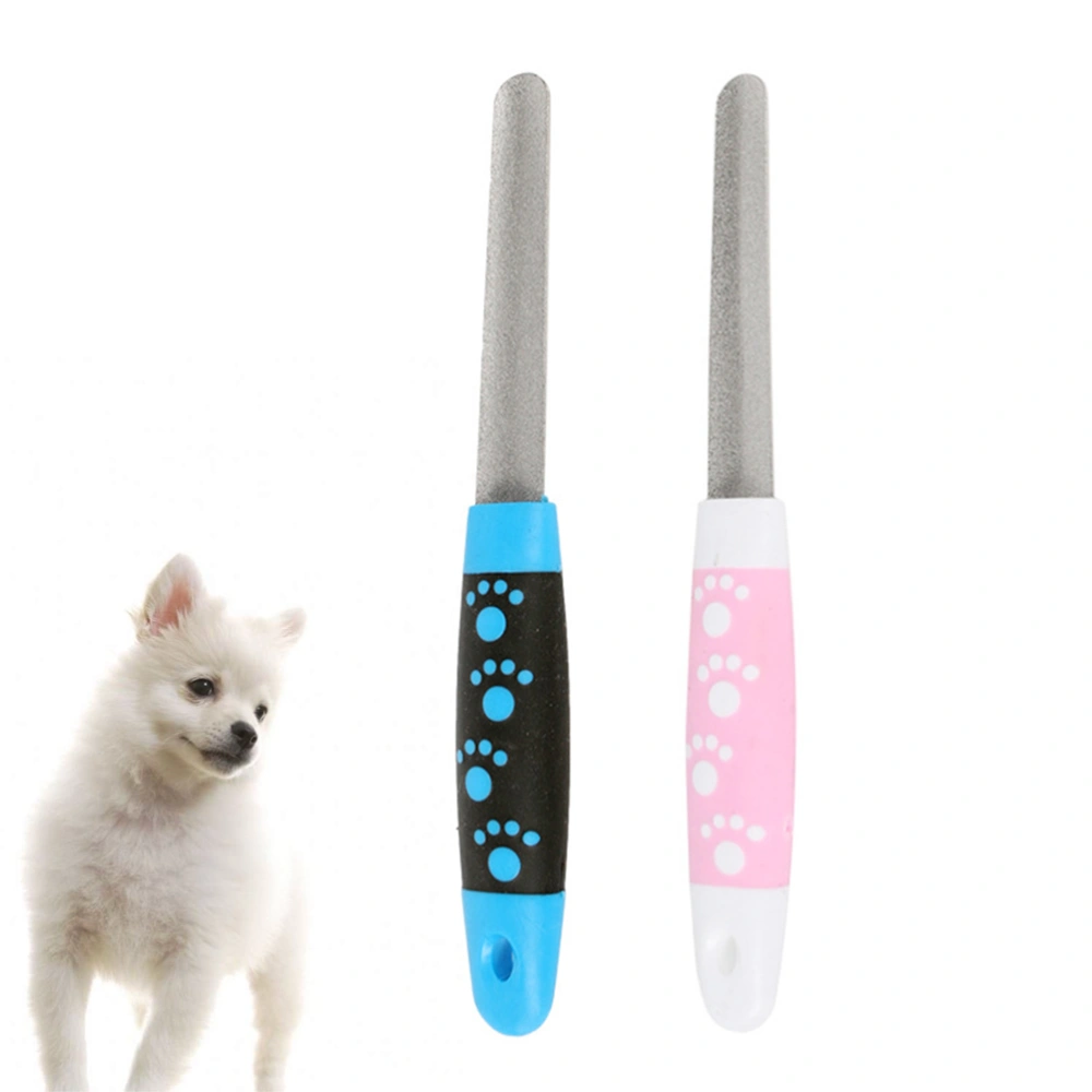 2Pcs Pet Nail Files Nail Buffer Nail Polisher Professional Double Sided Emery Board Nail Styling Tool Pet Grooming Tool (Random Color)