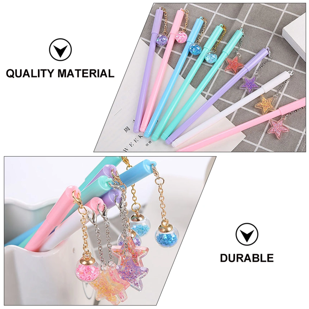 5pcs Cartoon Pen Plastic Ink Pen Stationery with Pendant(Random Style)