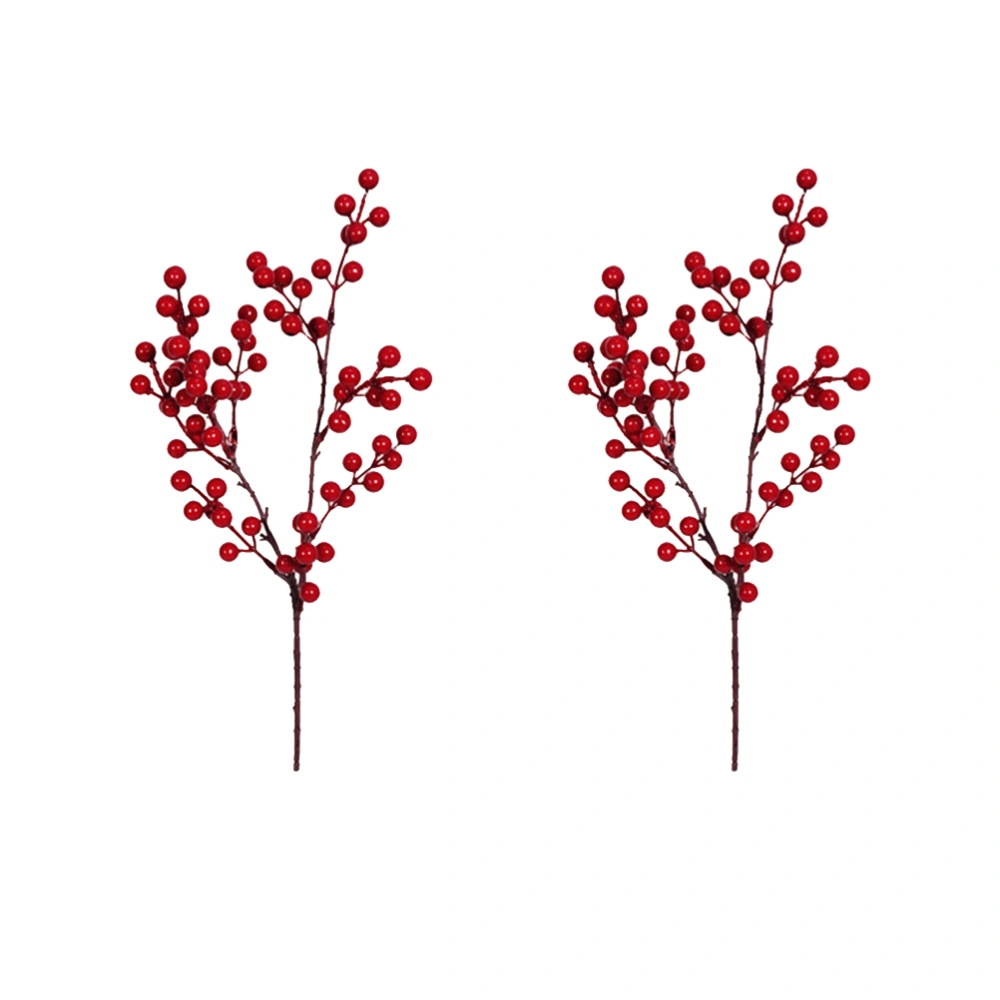 2pcs Artificial Plant Lifelike Simulation Jequirity Bean Oranament Christmas Decoration Party Supplies (Red)