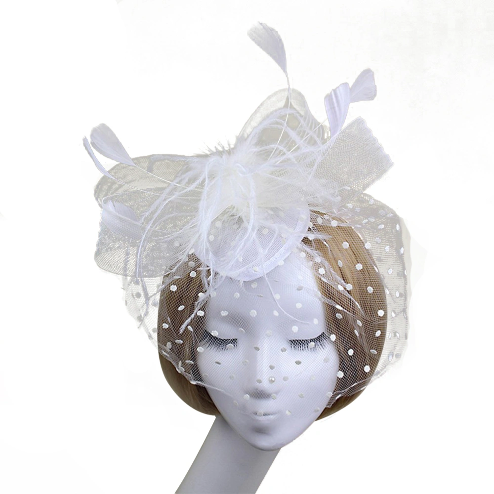 Retro Style Bird Cage Mesh Bridal Face Veil  Fascinator Hair Clip (Creamy White)