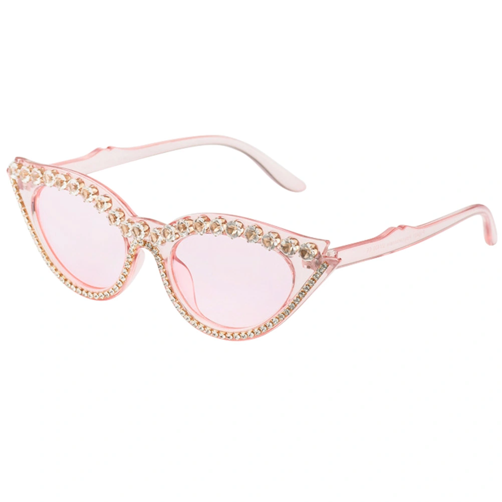 Fashion Sunglasses Small Frame Cat Eye Glasses UV Protection Glasses Delicate Eyewear Accessories Photo Props for Woman Lady (Pink)