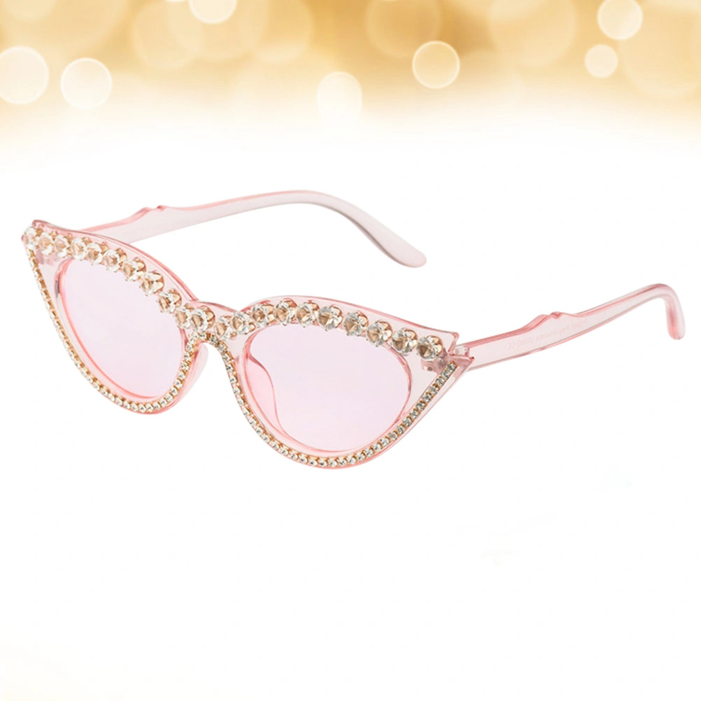 Fashion Sunglasses Small Frame Cat Eye Glasses UV Protection Glasses Delicate Eyewear Accessories Photo Props for Woman Lady (Pink)