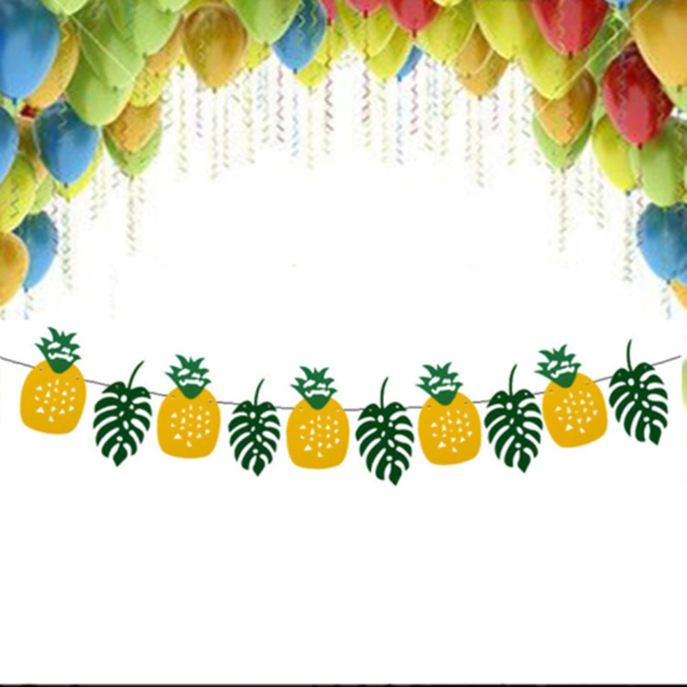 2 Pcs Hawaii Pineapple and Leaves Garland Bunting Banners Festival Holiday Party Supplies Decoration