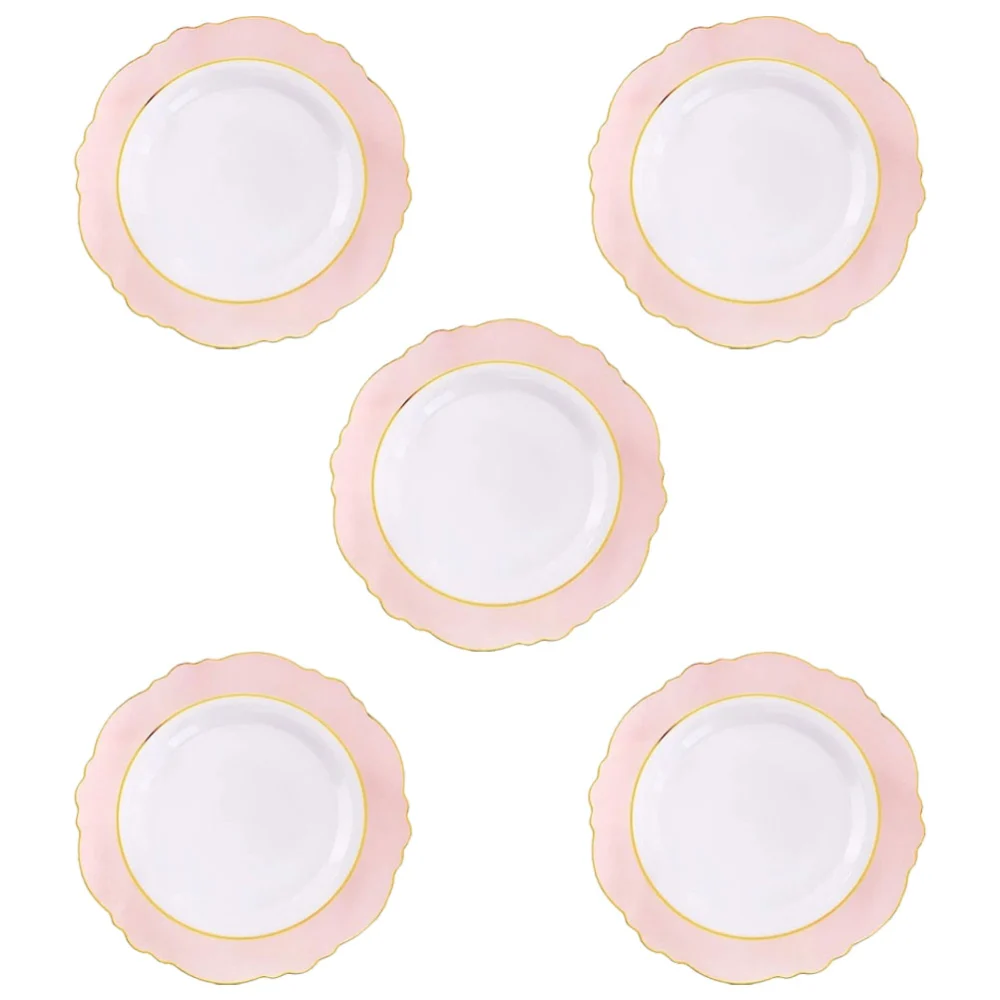 5Pcs Disposable Food Plates Plastic Dessert Plates Decorative Serving Plates Serving Dessert Plates