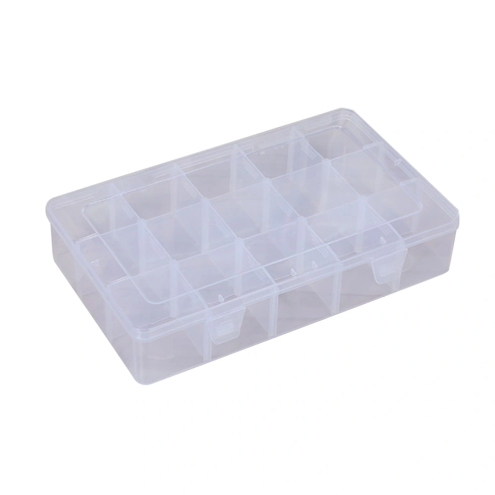 15 Grids Transparent Plastic Jewelry Box Organizer Storage Container with Adjustable Dividers For Sorting Earrings Rings Beads and Other Mini Goods