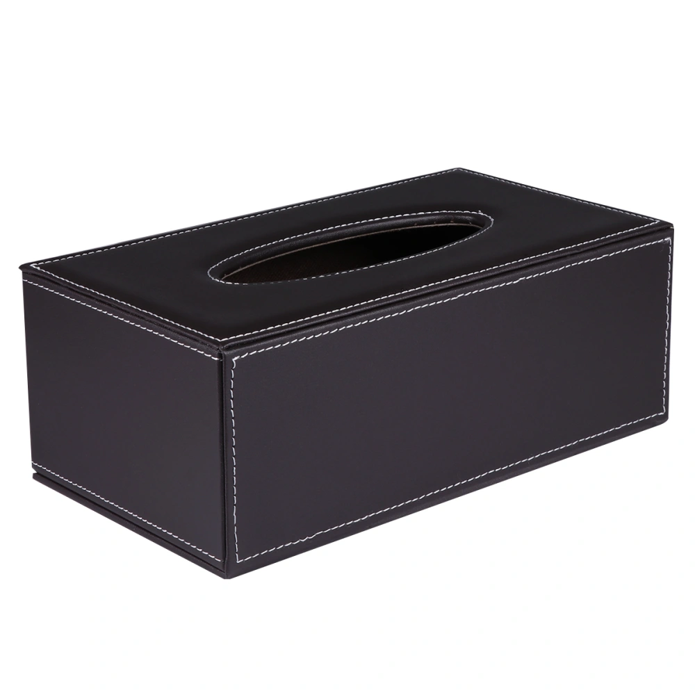 1PC PU Leather Tissue Box Simple Square Shape Tissue Holder Creative PU Tissue Organizer Box for Car(Black)