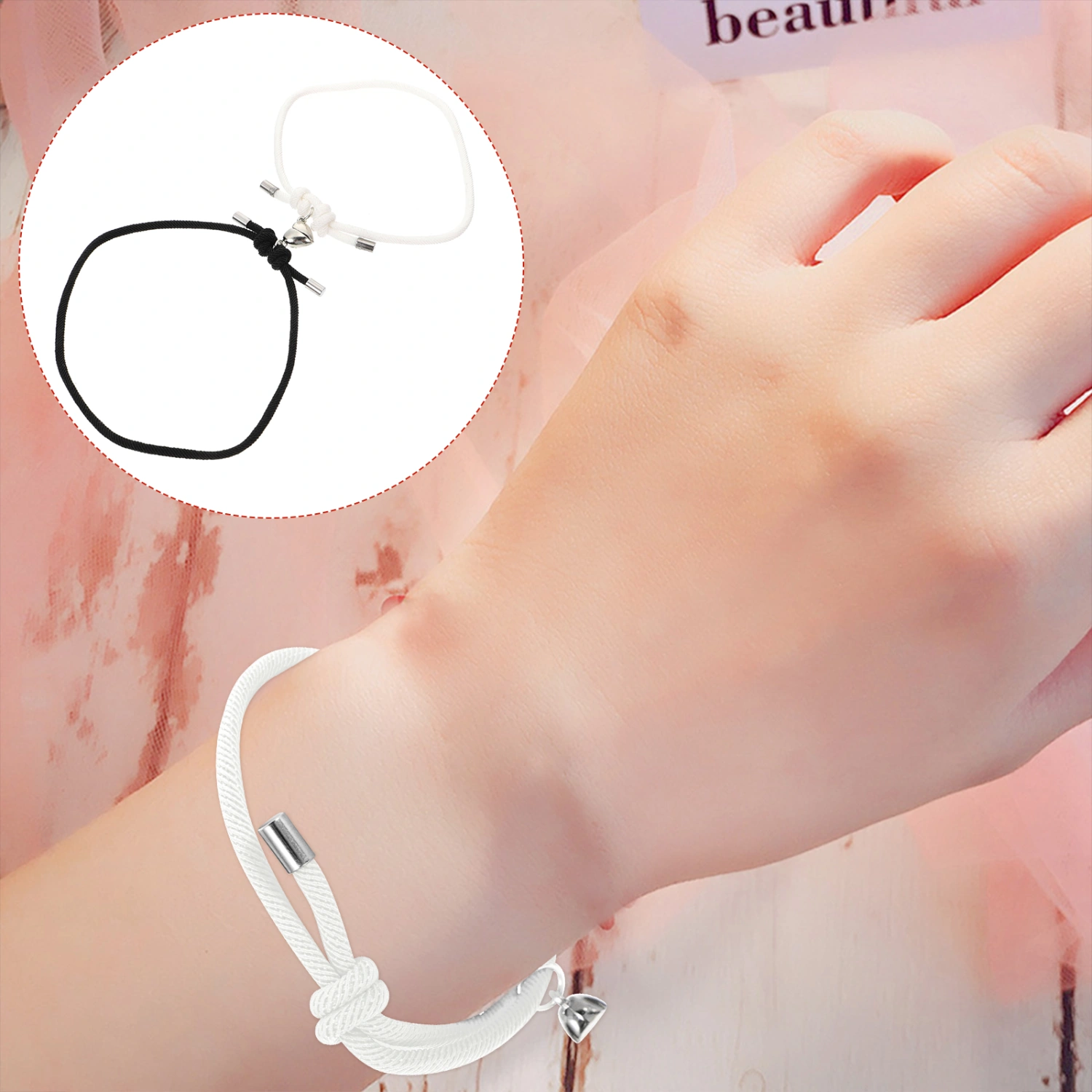 1 Pair Couple Bracelets Handwoven Rope Pendant Bracelet Decorative Wrist Chain