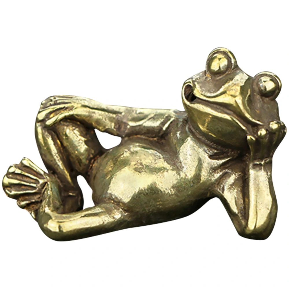 Mini Retro Brass Animal Mold Frogs Statue Ornament Home Office Layout