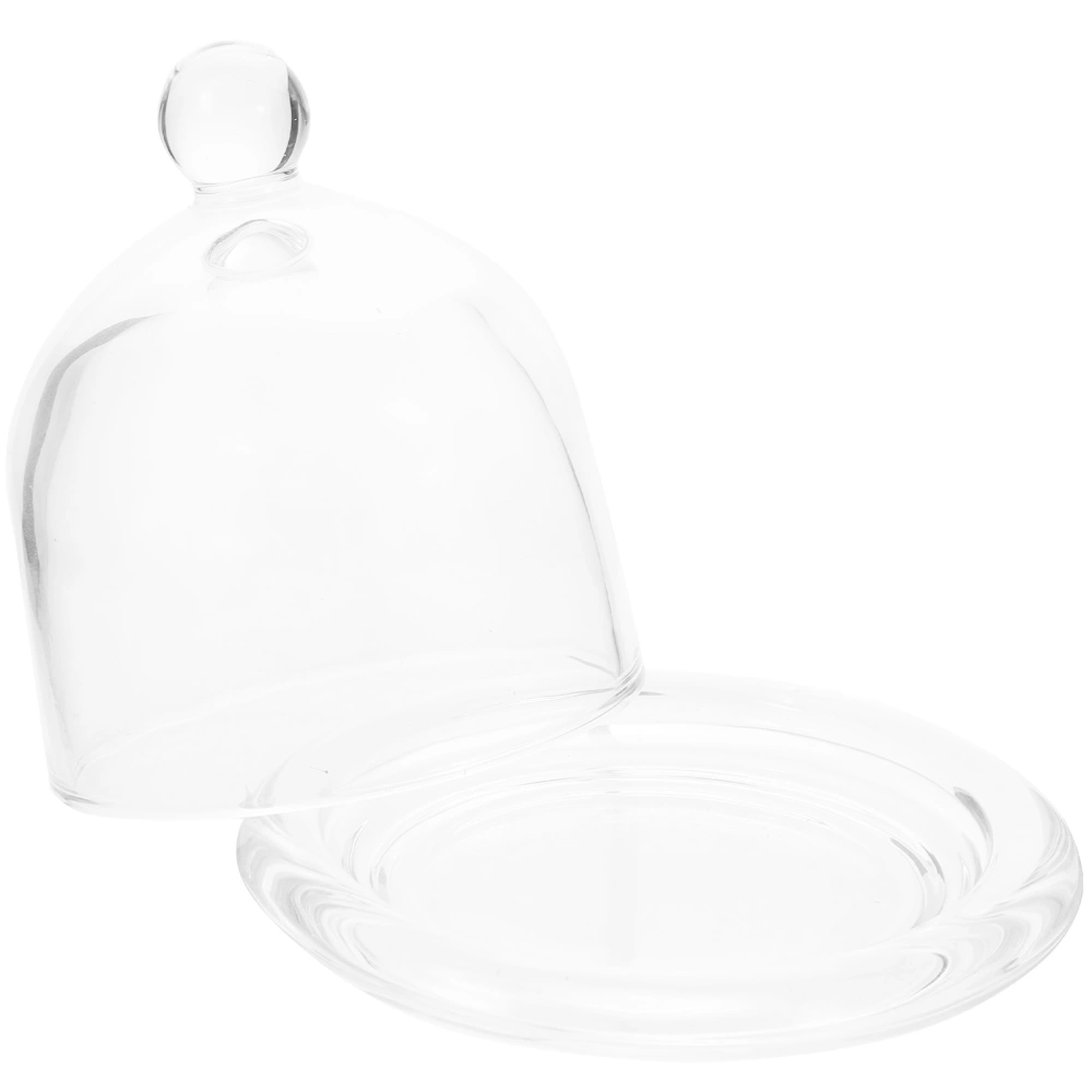 Small Cake Stand with Dome Glass Cake Display Tray Cupcake Dessert Server Plate