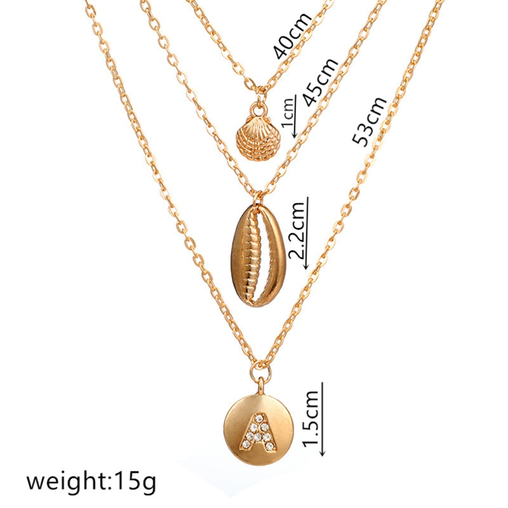 Multilayer Chain Round Shaped Letter Pendant Necklace Choker Necklaces Jewelry Gift for Women