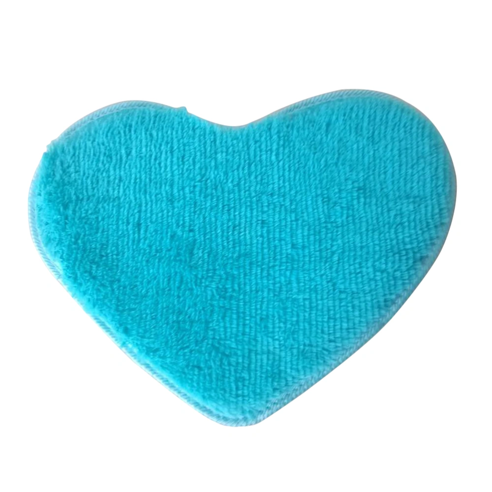 Sweet Heart Shape Fluffy Floor Mat Non-slip Area Rugs Carpet for Bedroom Dinning Room 30 x 40cm (Blue)