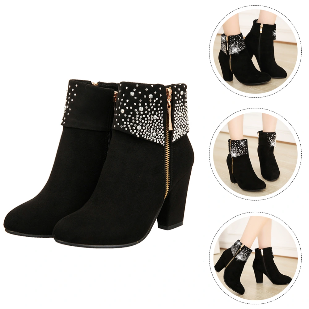 1 Pair of Delicate Autumn Winter Heel Exquisite Female Boot Wedding Short Bootie