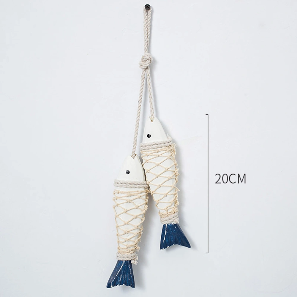 Mediterranean Style Fish Pendant Wood Decoration Crafts Nautical Decor Carving Wooden Fish Wall Decors for Wall Home