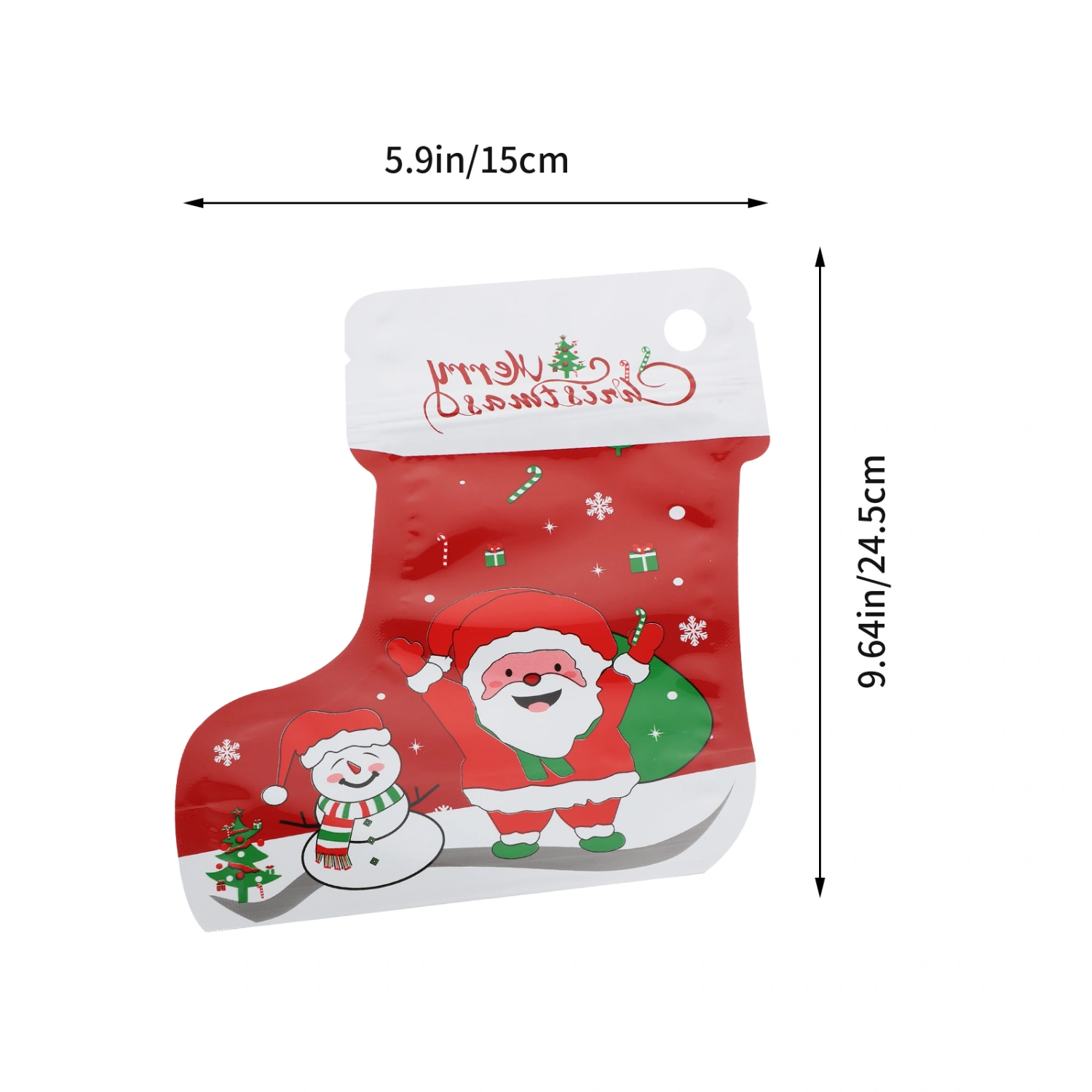 20Pcs Christmas Sock Candy Bags Self-sealing Bags Food Storage Bags Wrapping Bag
