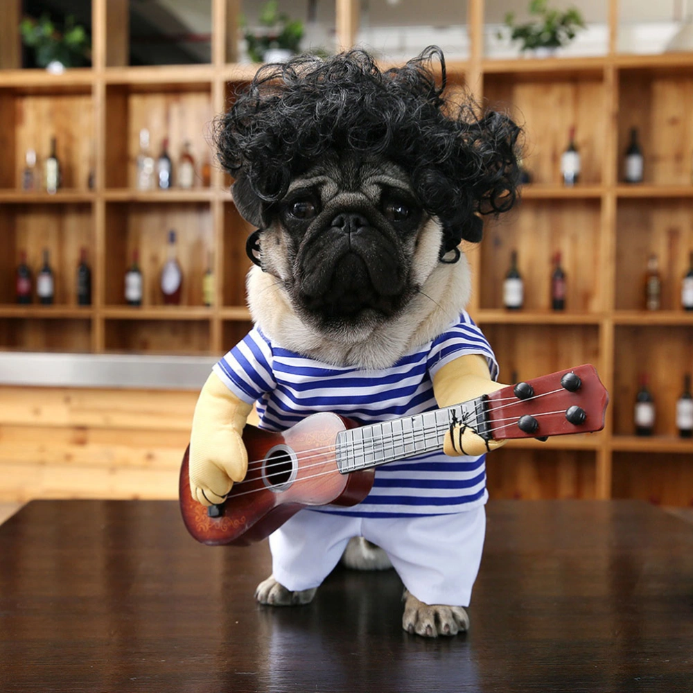 Funny Puppy Costume Pet Clothes Dog Playing Guitar Fancy Costume Cosplay Party Christmas Gift Size L