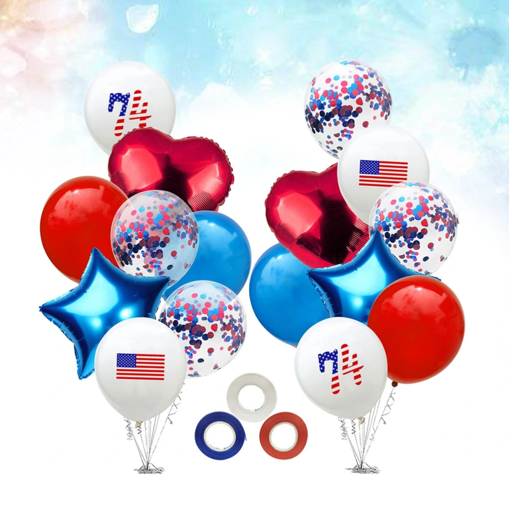 Independence Day Party Balloons Mixed Red Blue Latex Balloon with Confetti Balloon for Baby Shower Birthday Party Decorations Supplies