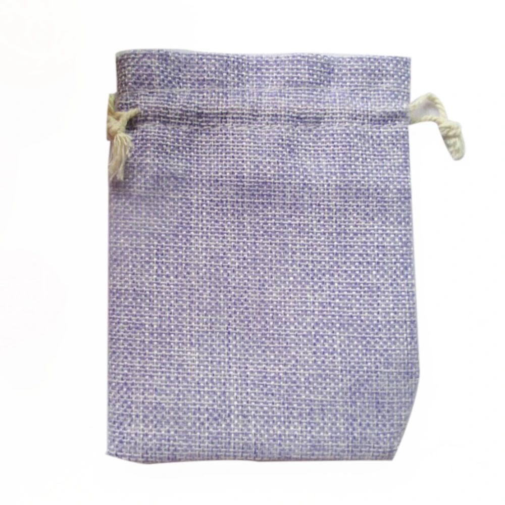 10pcs Linen Jute Bag Jewelry Pouch Drawstring Gift Bags (Purple)