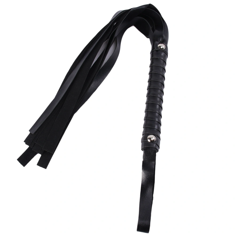 1Pc PU Leather Whip Sex Bondage Flogger Spanking Erotic Lash Sex Toy for Couples Adult Sex Games Riding Crop Party Performance Prop Role Play Whip Prop (Black)