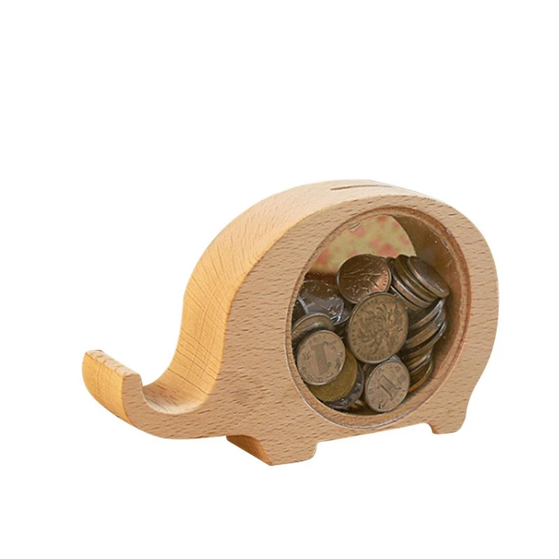 Wooden Money Bank Animal Shaped Coin Bank Wooden Money Box Decorative Piggy Bank