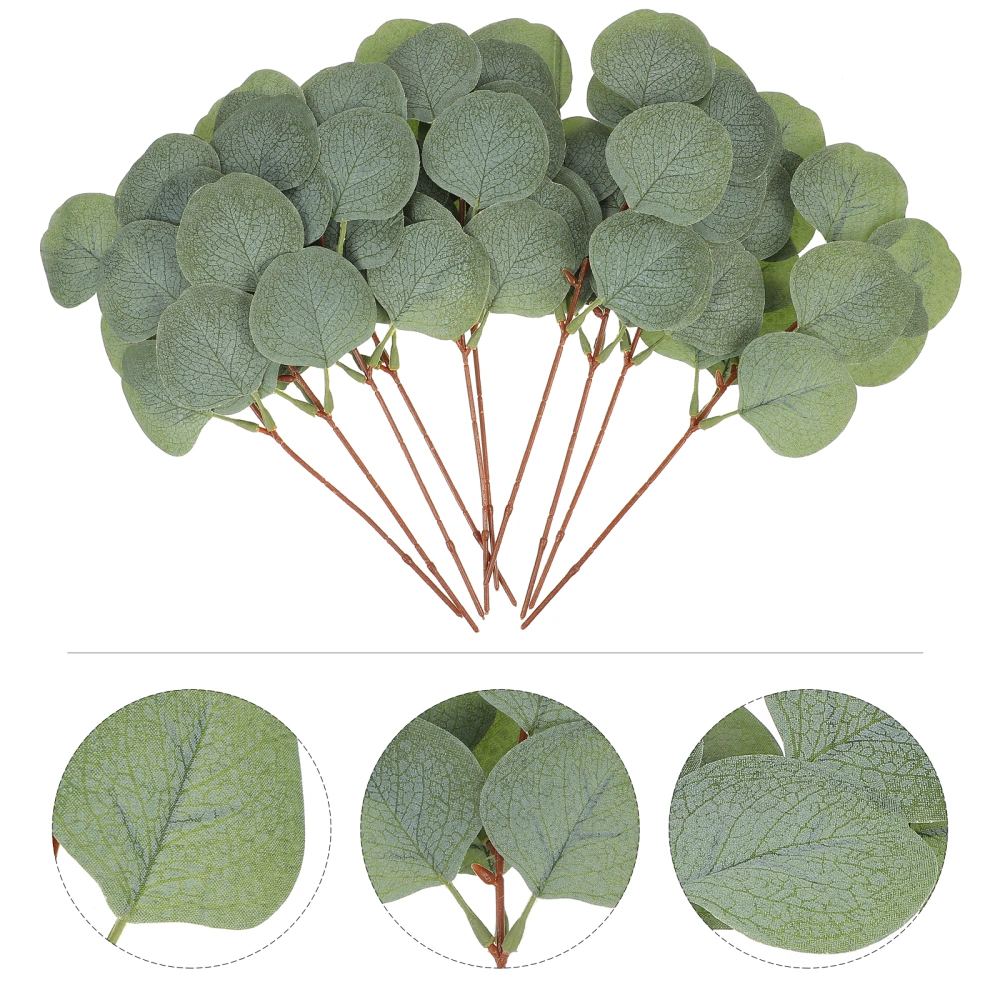 10Pcs Artificial Eucalyptus Leaves Stems Fake Plant Branches with 8 Leaves