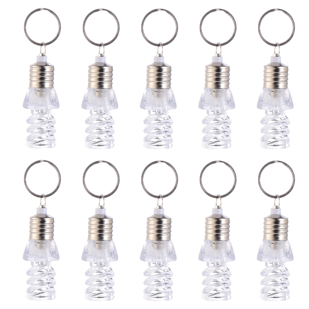 10pcs Acrylic Key Chain Lamp LED Mini Colorful Bulb Key Ring Transparent