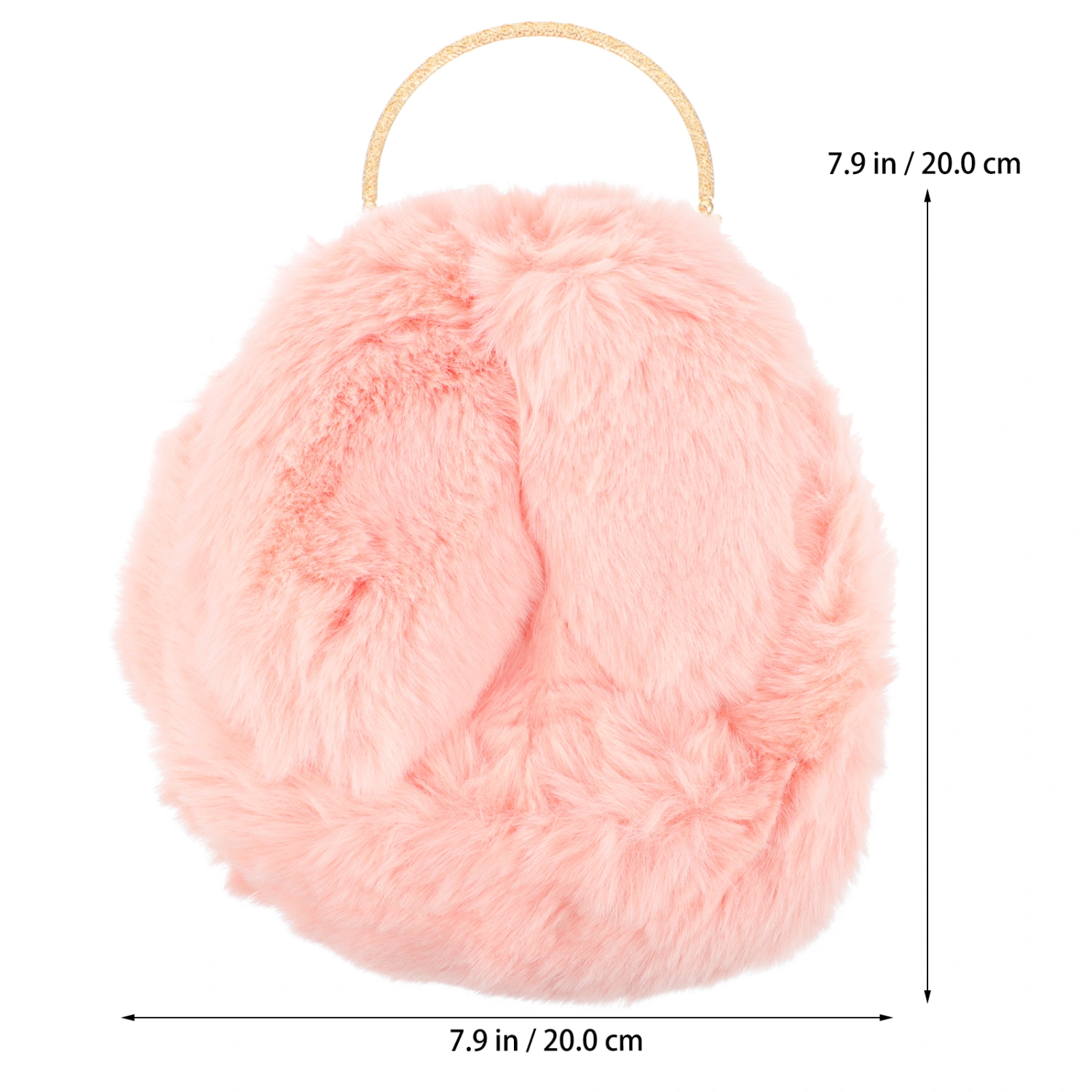 1PC Plush Crossbody Bag Metal Chain Messenger Bag Rabbit Ear Handbag for Students Girls Pink