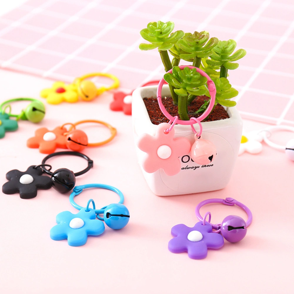 10pcs Adorable Flower Bell Keychain Hanging Keychains Pendant Girly Key Rings Gift