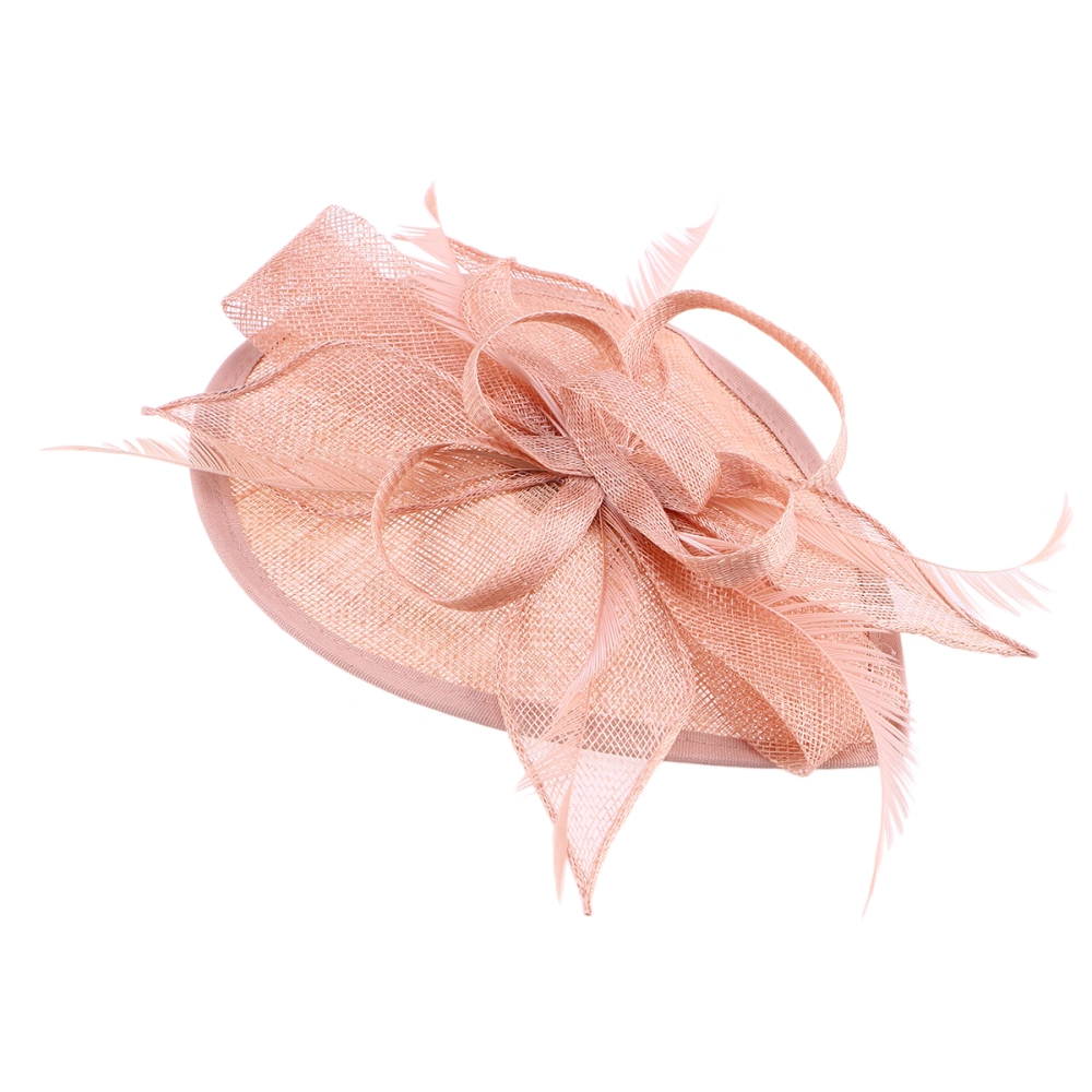 Women Vintage Feather Fascinator Flower Cocktail Tea Party Headwear for Wedding Party Hat (Pink)