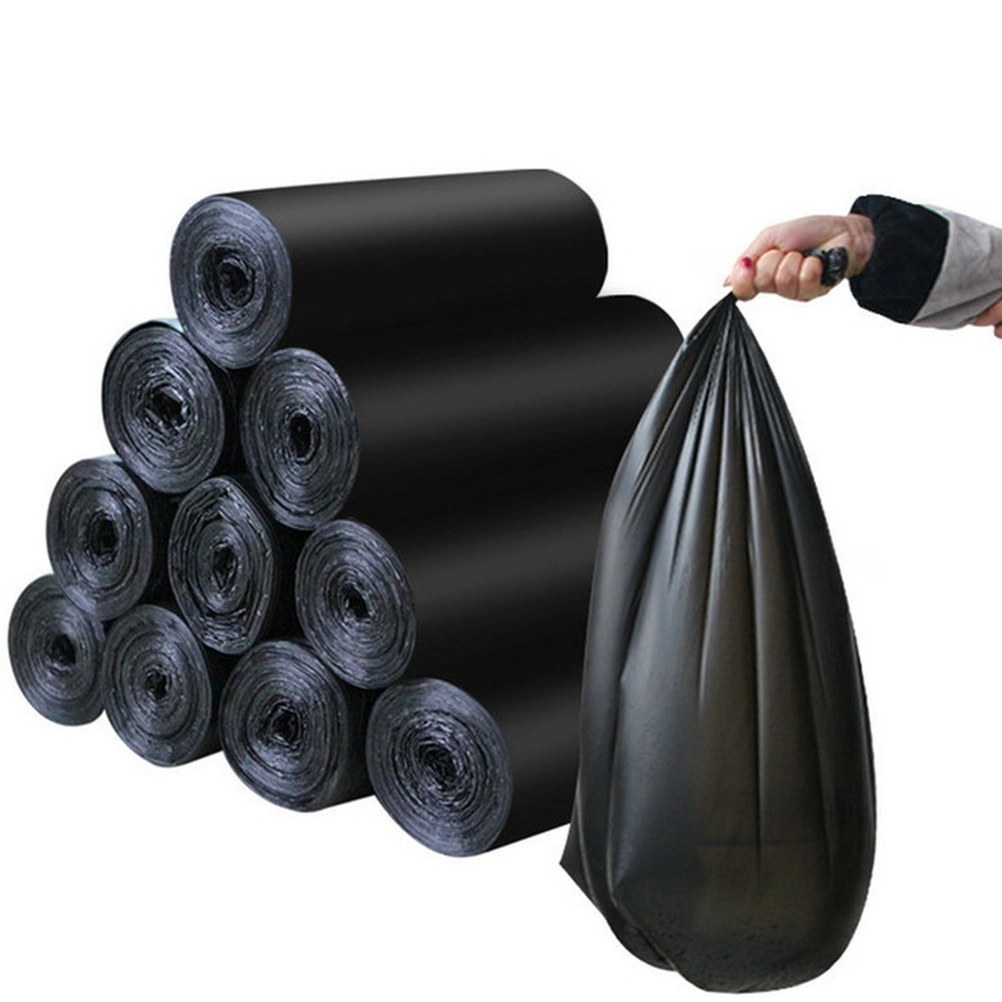 100 Pcs/5 Rolls 50x60cm Disposable Thicken Household Plastic Garbage Waste Trash Bags with Handle Garbage Bags Vest Plastic Bag (Black)