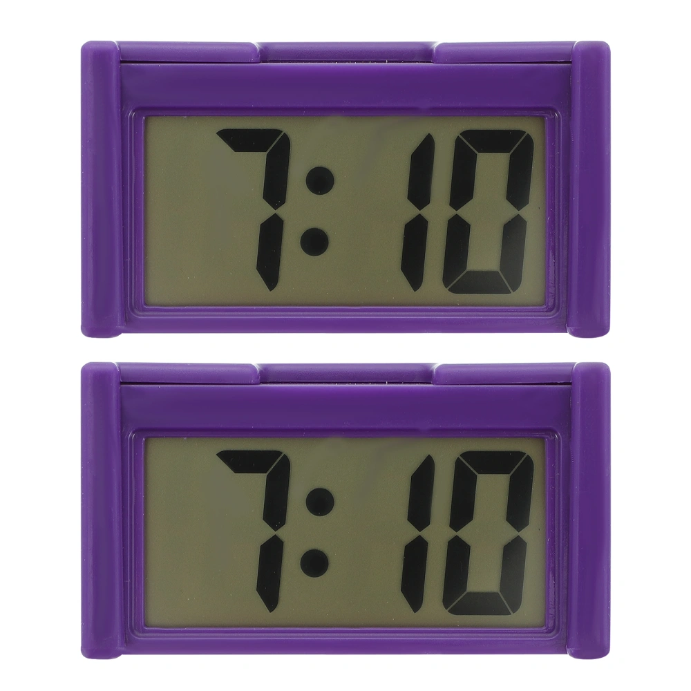 2pcs Car Clock Electronic Watch Car Digital Clock Vehicle Mini Clock Car Decor