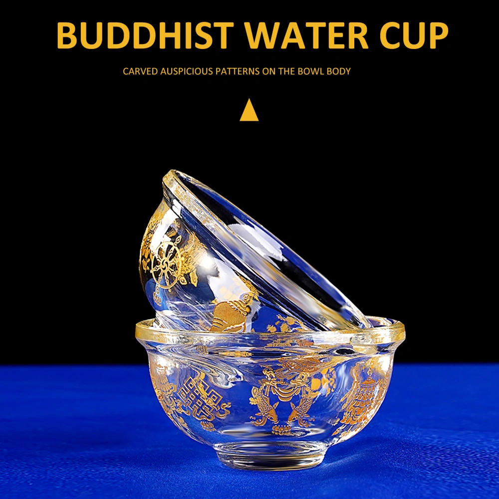 1Pc Decorative Holy Water Cup Water Offering Bowl Buddhist Offering Bowl Golden