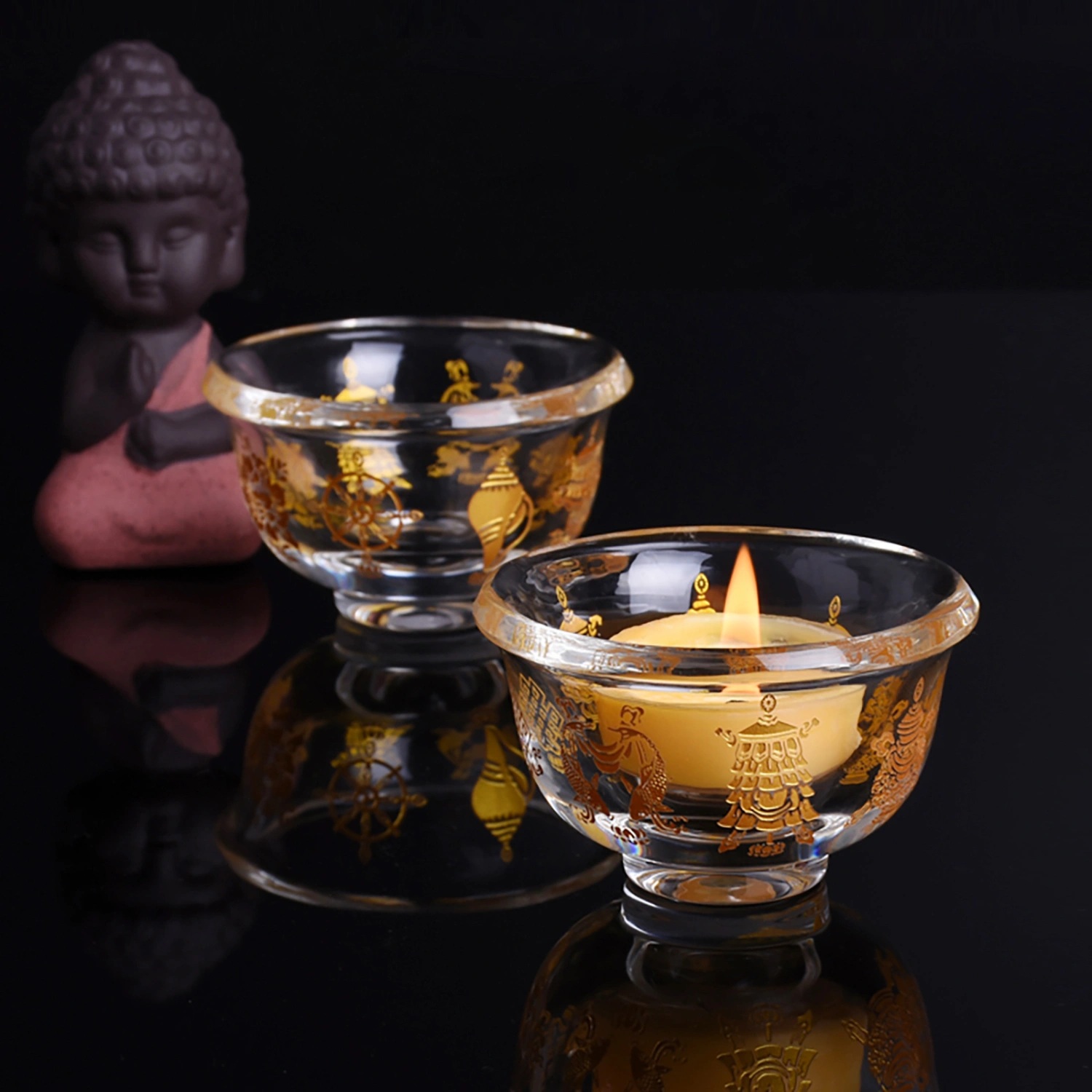 1Pc Decorative Holy Water Cup Water Offering Bowl Buddhist Offering Bowl Golden
