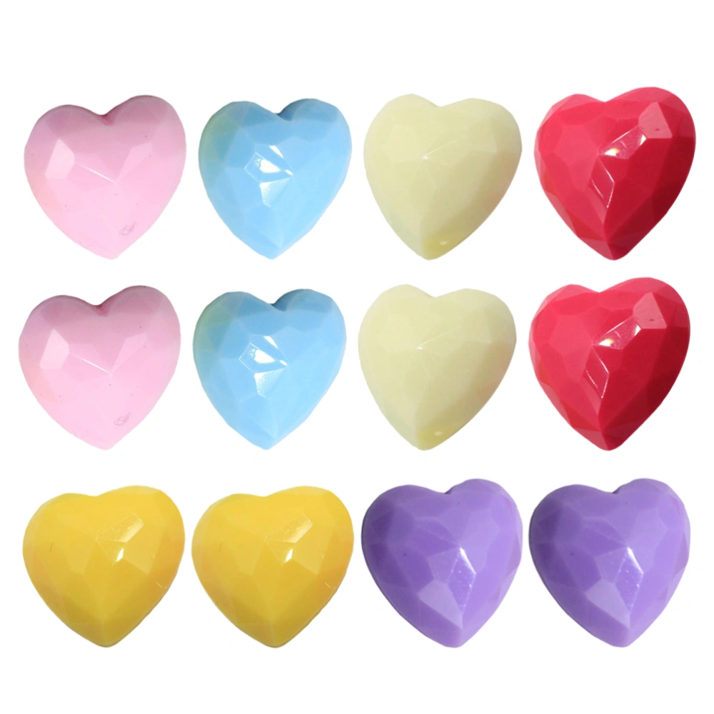 50pcs Heart-shaped Resin Decor Handmade Jewelry Prop DIY Accessory(Random Color)