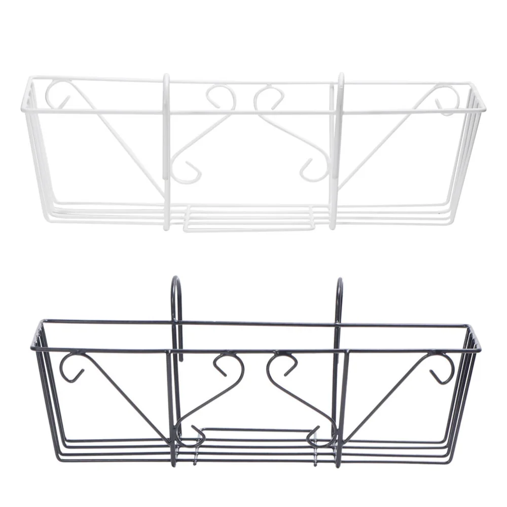 2pcs Railing Hanging Flower Pot Rack Fence Iron Planter Holder for Home Garden