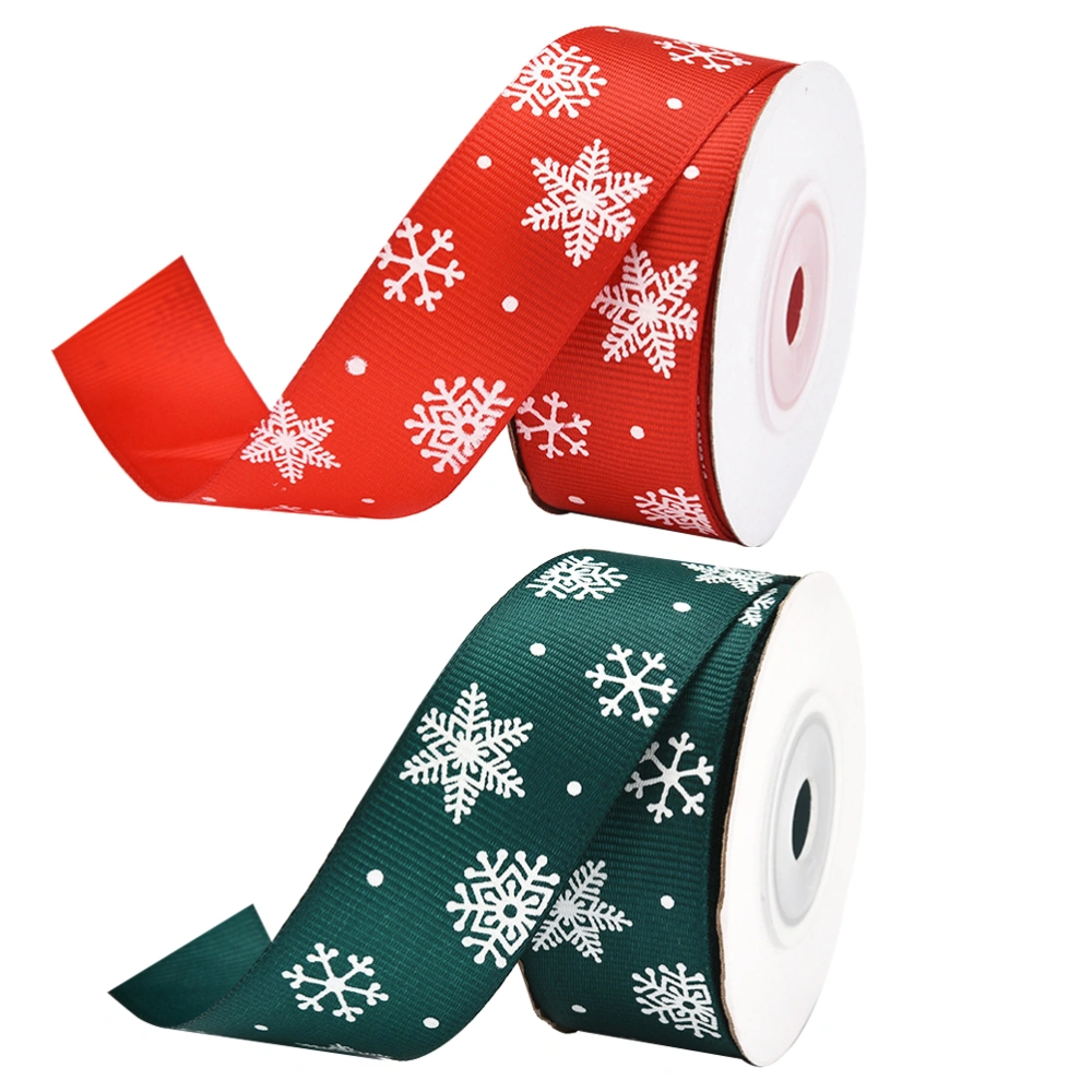 2 Rolls Christmas Decoration Ribbon Printed Ribbon DIY Xmas Wrapping Ribbon