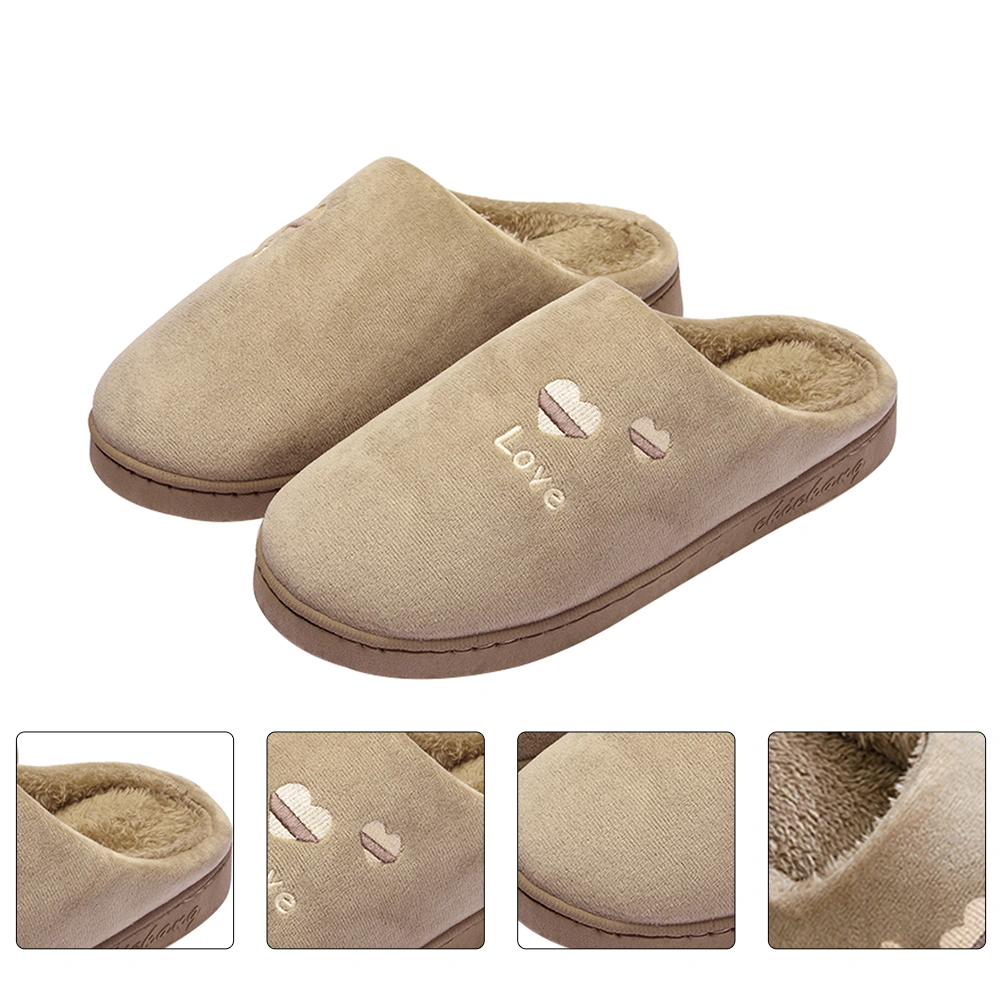 1 Pair Man Plush Slippers Anti-slip Slippers Household Comfortable Warm Shoes