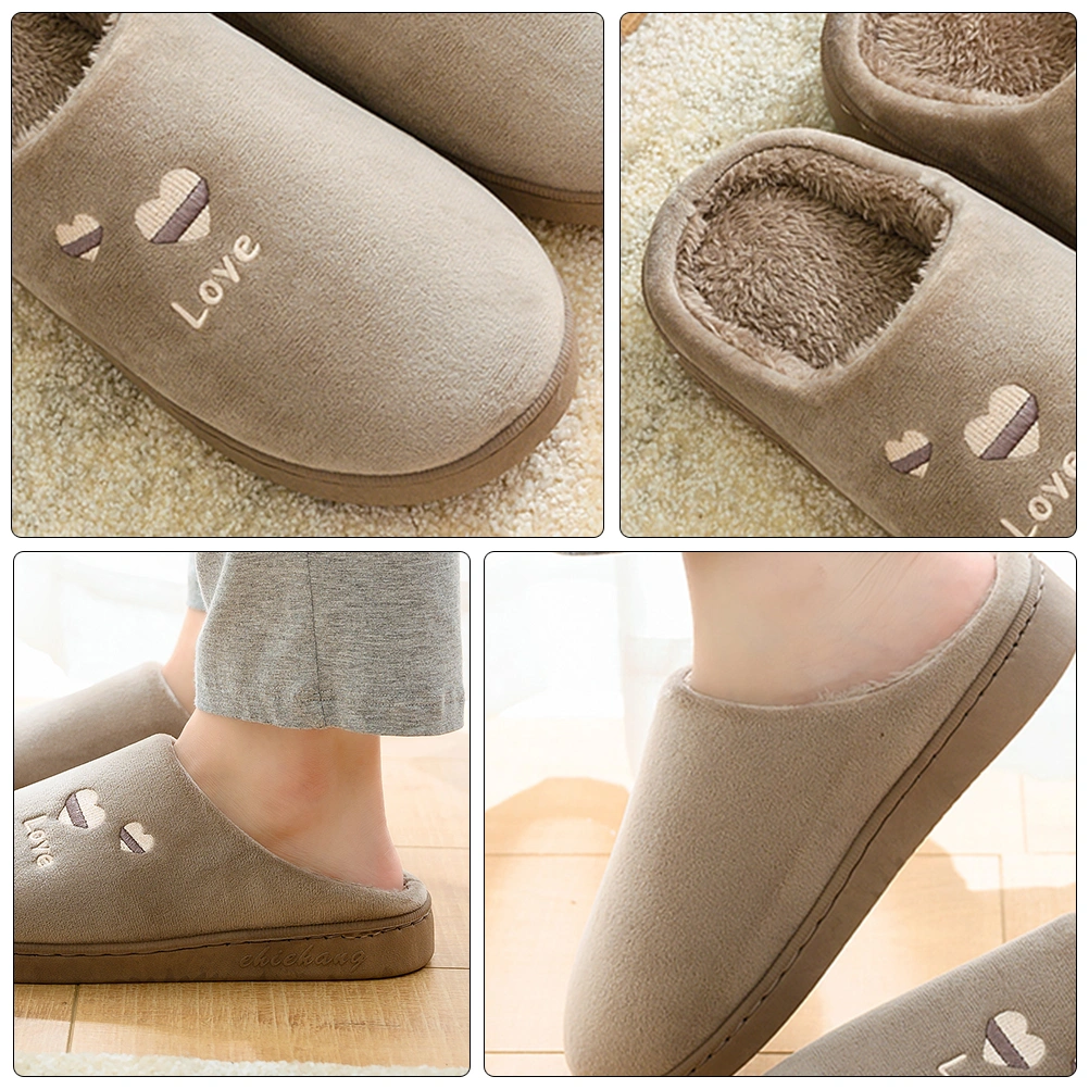 1 Pair Man Plush Slippers Anti-slip Slippers Household Comfortable Warm Shoes