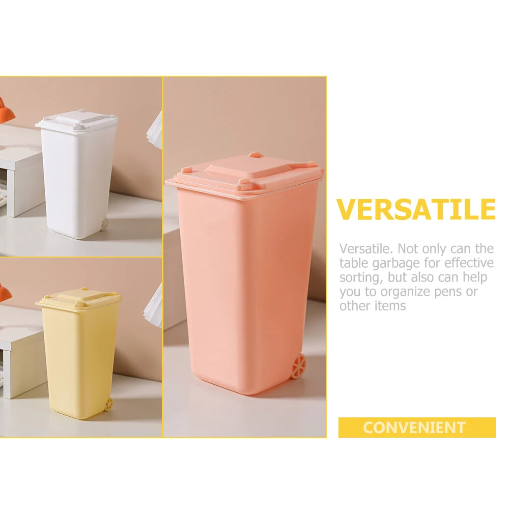 4pcs Office Trash Cans Desktop Mini Trash Bins Garbage Bins Set Pencil Cup Holders
