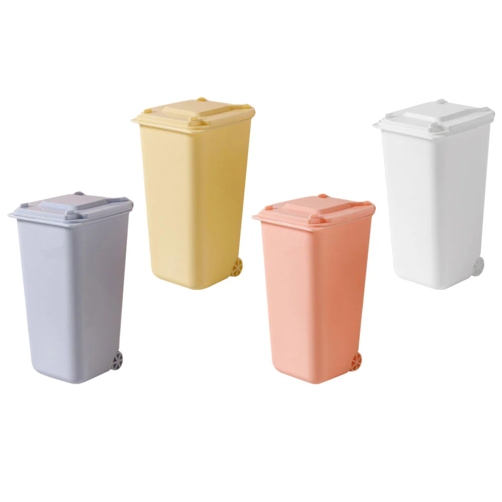 4pcs Office Trash Cans Desktop Mini Trash Bins Garbage Bins Set Pencil Cup Holders