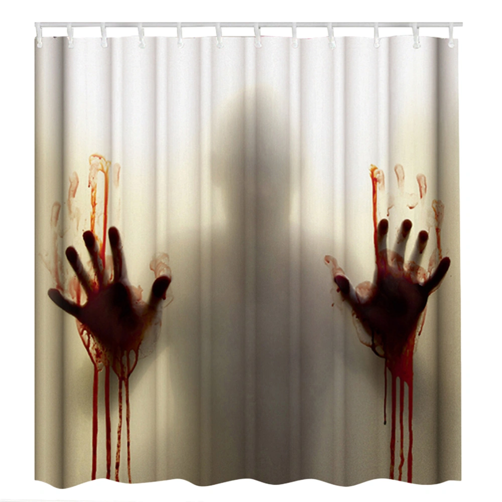 Bloody Handprint Bathing Curtain Halloween Shower Curtain Fashion Home Bath Decor Curtain for Bathroom Toilet with 12pcs Hooks (180x180cm)