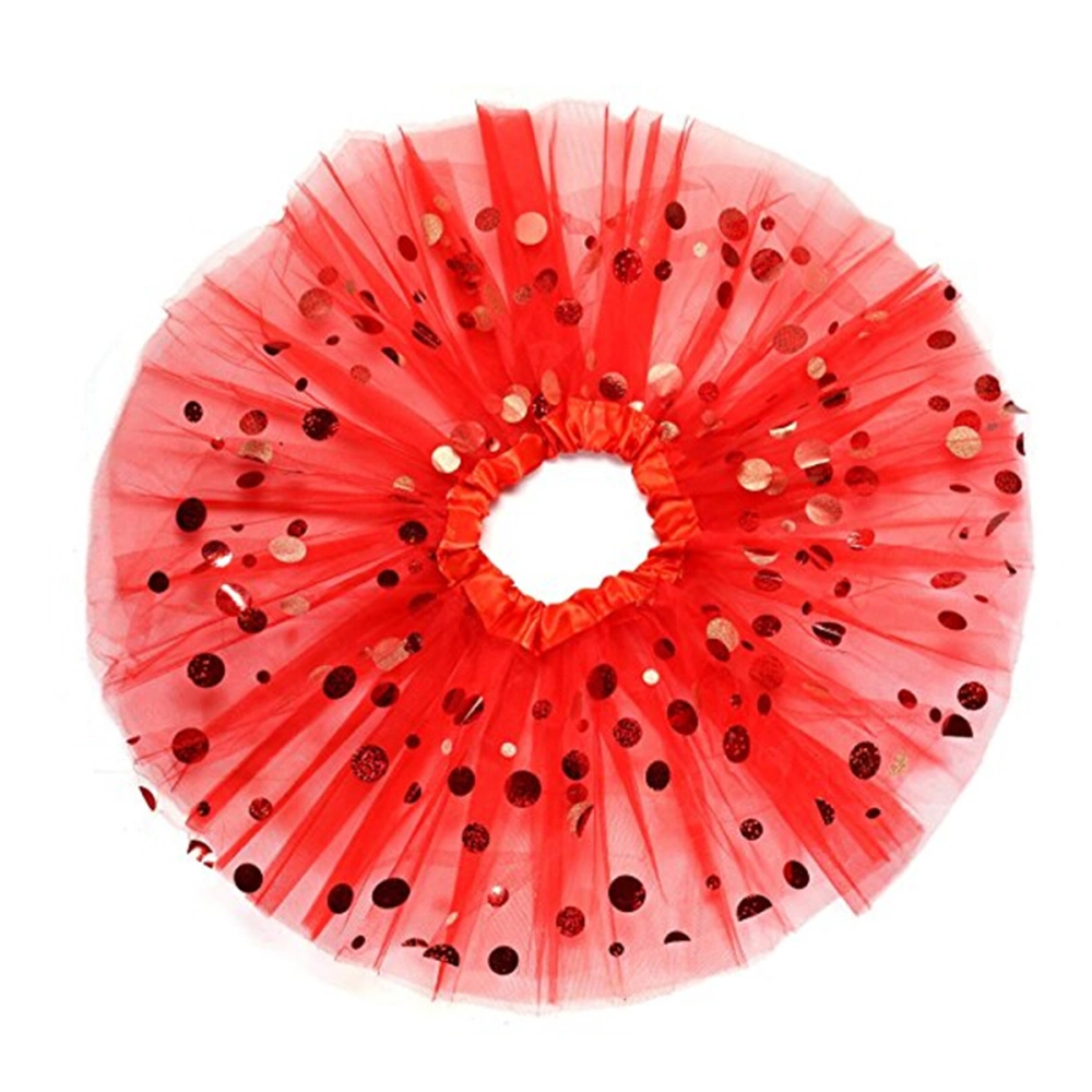 Baby Girls' Toddlers Tutu Classic Triple Layer Tulle with Big Circular Sparkles (Red)