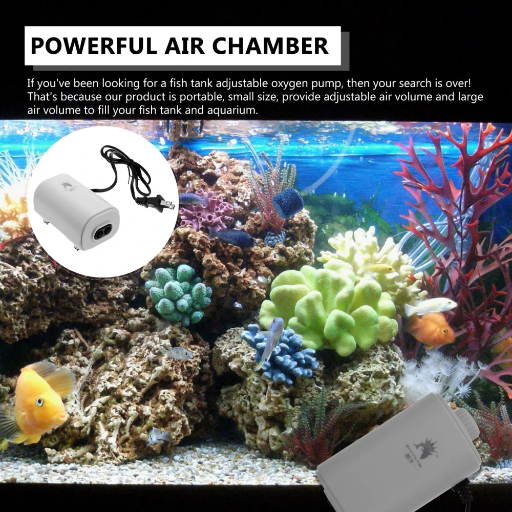 1 set of Air Pump for Aquarium Home Fish Tank Aerator Oxygen Pump (US Plug)