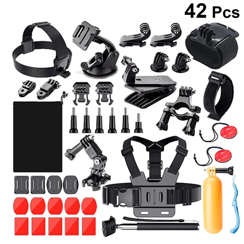 42 in 1 Action Camera Accessories Kit Selfie Stick Plastic Standard Frame (Black)