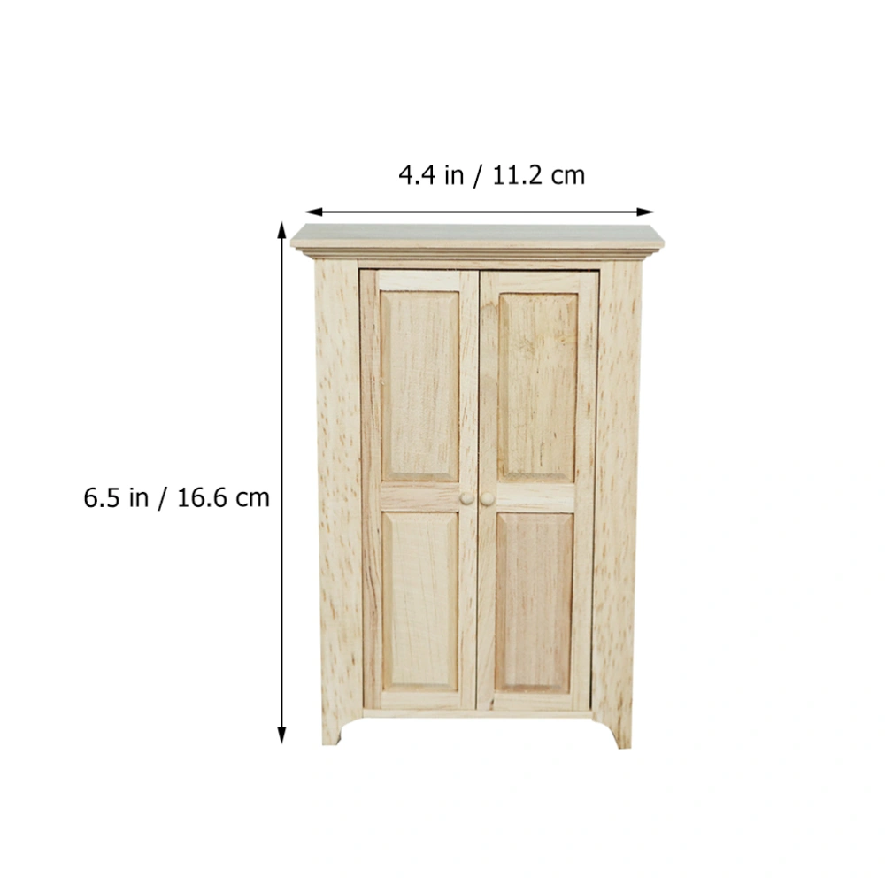 1pc DIY Model Wardrobe Mini Wood Wardrobe Toy Mini House Wardrobe Toy Decor